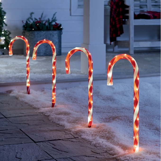Set of 4 Candy Cane Stakes Seventh Avenue