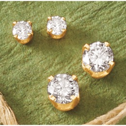 14K Gold 2-Pair Diamond Stud Earring Set, , large