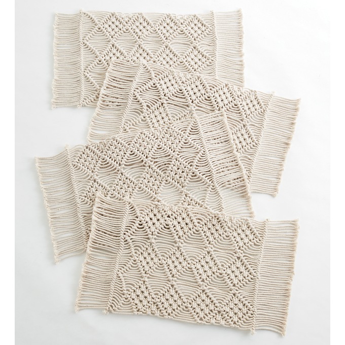 Set of 4 Macram&eacute; Placemats, , large