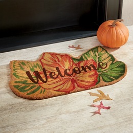Autumn Leaves-Shaped Coir Mat - 18&quot; X 30&quot;, , large