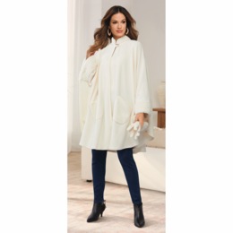Sherpa-Trimmed Matching Fleece Cape with Gloves, , large