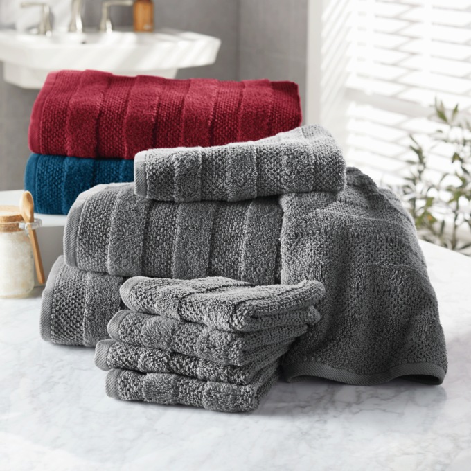 8-Piece Ribbed Quick-Dry Towel Set, , large