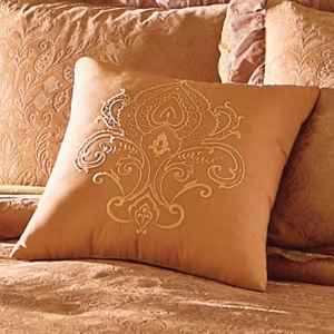 Embossed Medallion Accent Pillow, Caramel, large