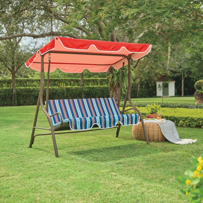 Striped Lawn Swing, Red Multi Stripe, large
