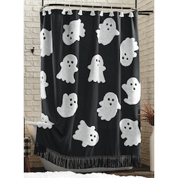 Tufted Chenille Halloween Shower Curtain, , large