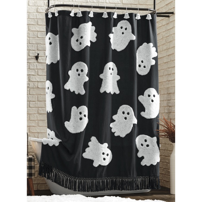 Chenille Halloween Shower Curtain, , large