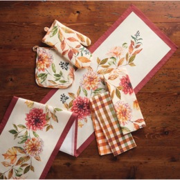 Mums Towel and Potholder Set, Table Runner, and Chair Cover, , large