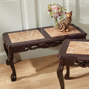 Hand-Carved Genuine Marble Coffee Table, , large