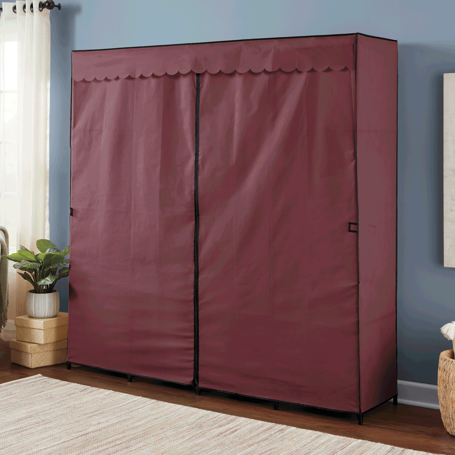 Scalloped Curtain Storage Wardrobe | Seventh Avenue