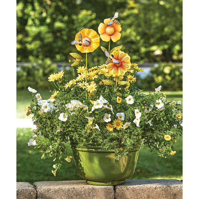 Set of 3 Flower Stakes, , large