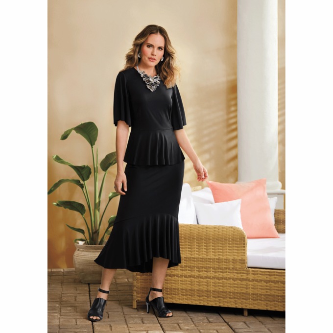 Tria Flowy Skirt Set for Women with Peplum Waist and Flounce Hem, , large