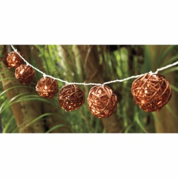 Solar Faux-Rattan String Lights, , large