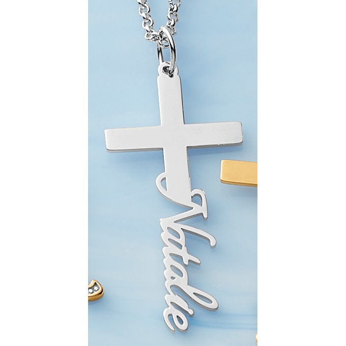 Personalized Name Cross Pendant, , large