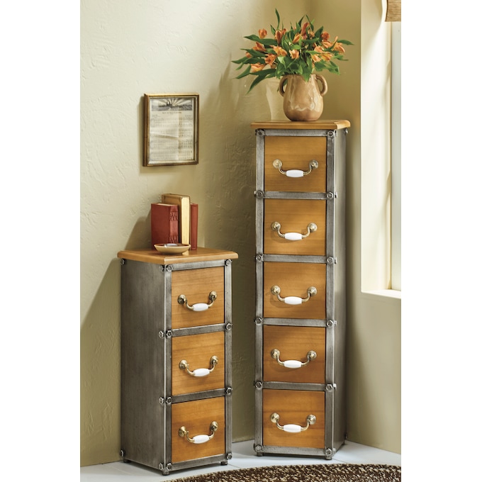Rustic Industrial 3-Drawer Cabinet, Wood, large