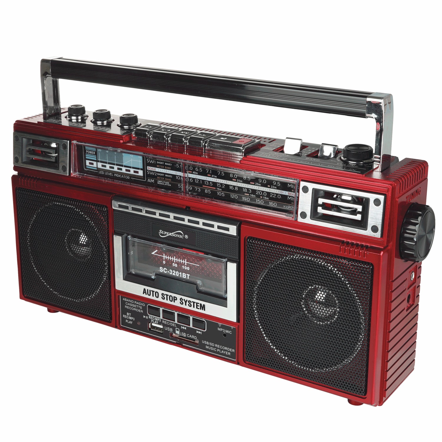 Supersonic 4-Band Radio and Cassette Player with Bluetooth