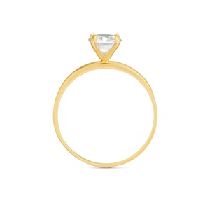 Gold/Platinum Over Sterling Silver Cubic Zirconia Solitaire Ring, , large