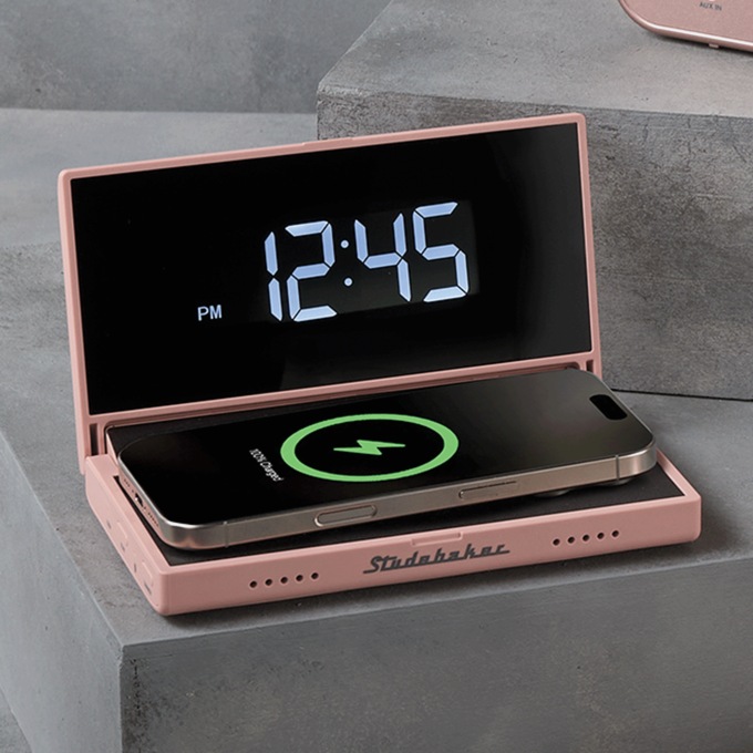 Studebaker 4-in-1 Charging Clock, Rose Gold, large