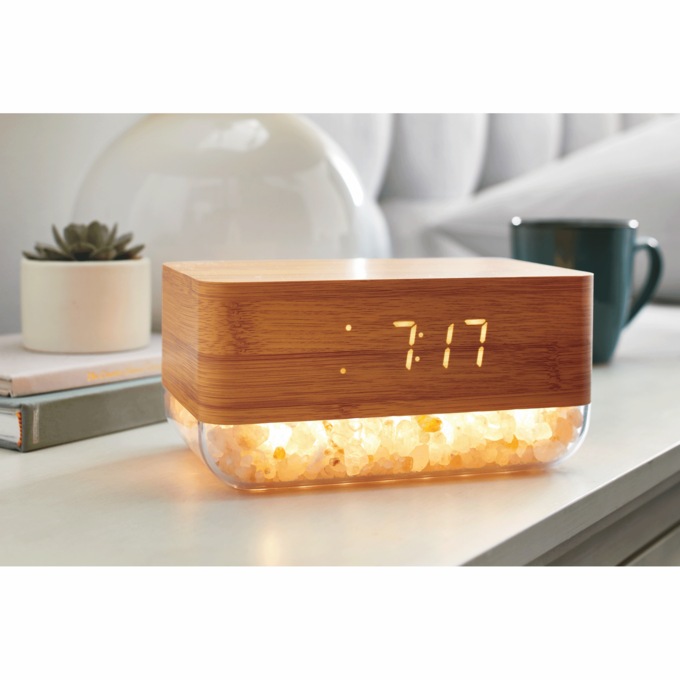 Lomi Sunrise Alarm Clock with Himalayan Salt Base, , large