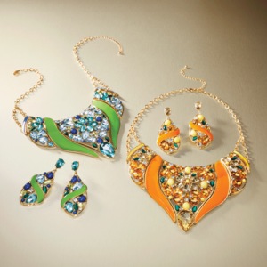 Crystal Floral Enamel Necklace, , large
