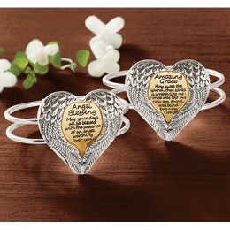 Wings/Heart Prayer Bangle, , large