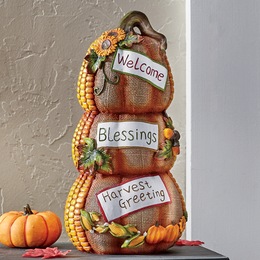 Welcome Harvest Pumpkin Stack, , large
