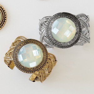 Milky/Faceted Stone Cuff, , large