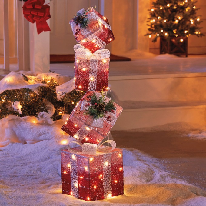 Lighted Ombré Stacked Presents, , large