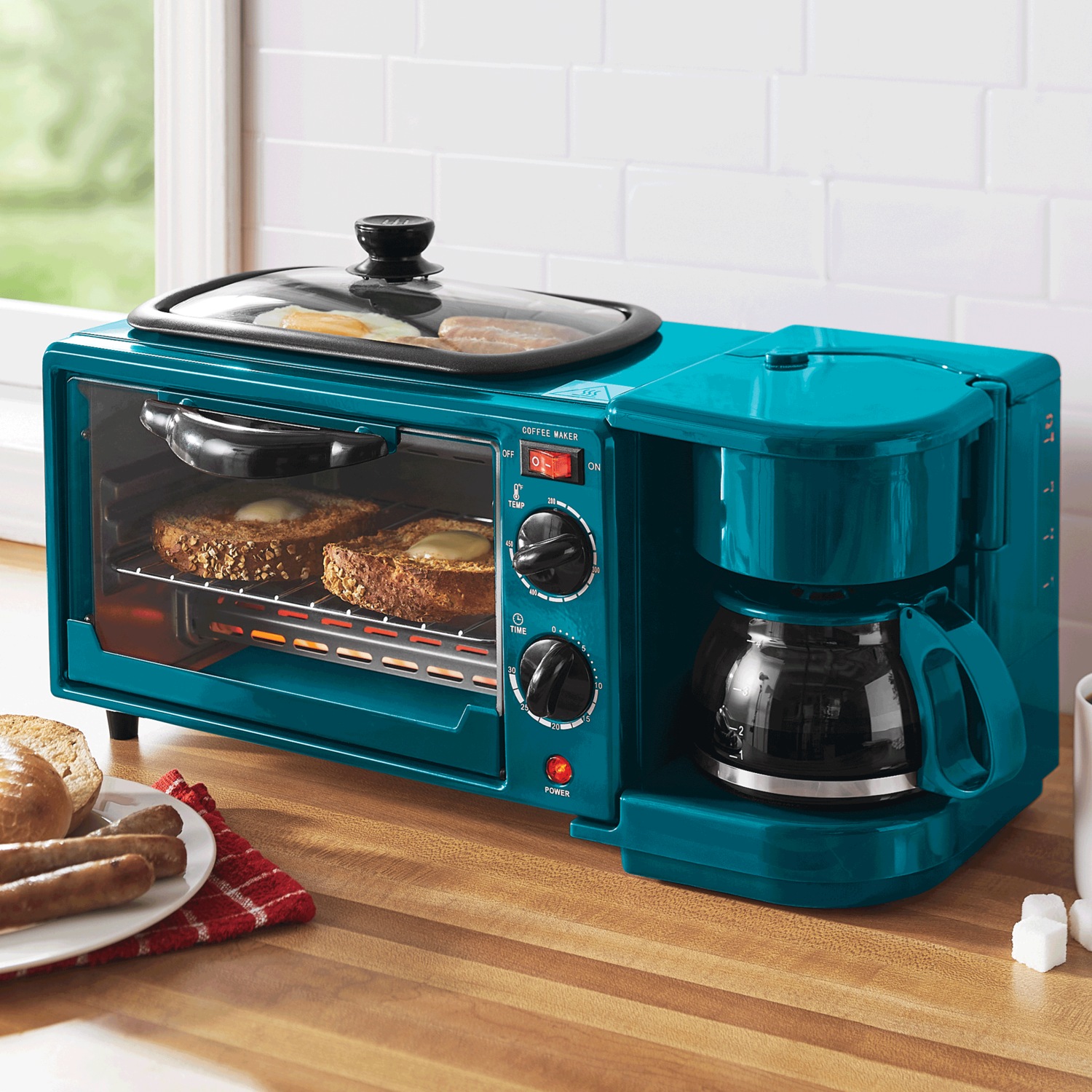 3-in-1 Breakfast Maker with Grill, Bake, Toast & Brew | Seventh Avenue