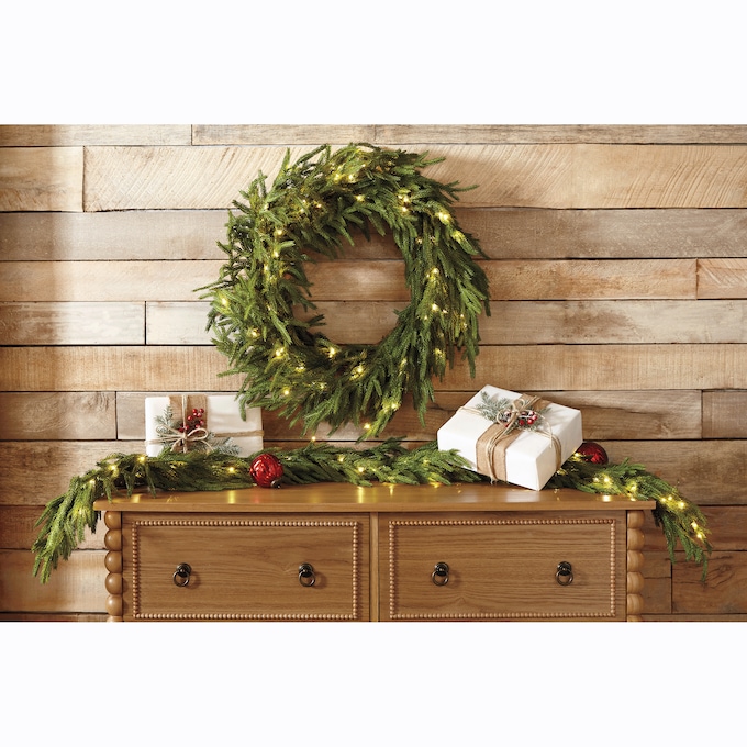 Lit Norfolk Pine Garland, , large
