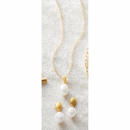 Pearl Necklace &amp; Earring Set, , large