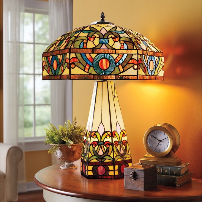 Stained Glass Marquette Table Lamp, , large