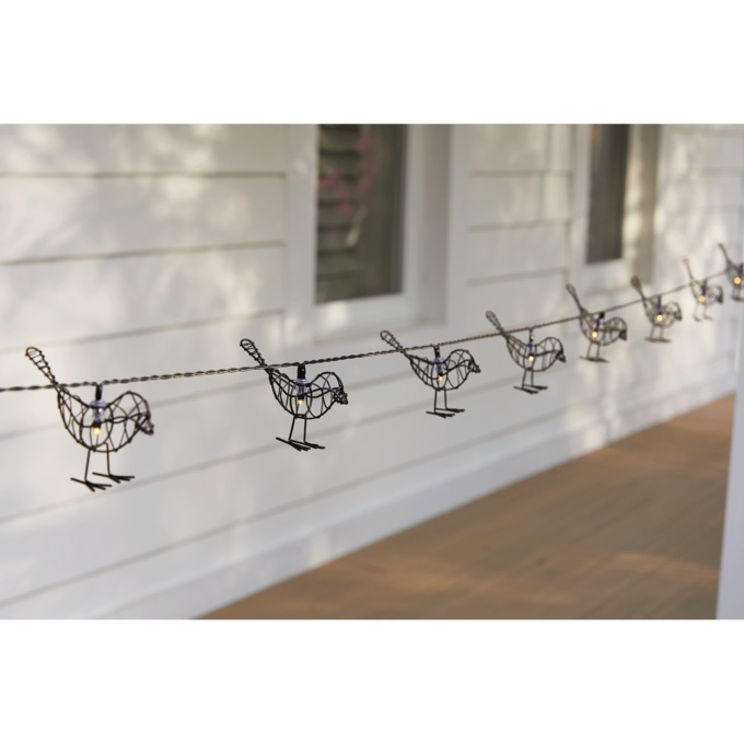 Solar Bird String Lights, Black, large