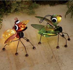 Buy Both and Save Solar Butterfly and Grasshopper Figurines, , large
