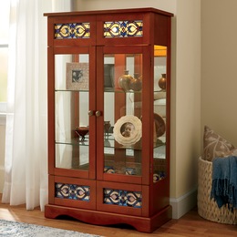 Cabinets Bookshelves Curios Lowboy Corner Seventh Avenue Lit Stained Gl Curio Large
