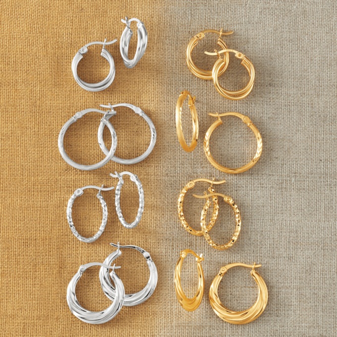 4-Pair Decorative Mini Hoop Set, , large