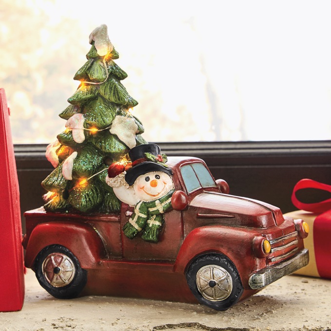 Snowman Figurine Delivering Christmas Tree, , large