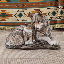 Mom and Pup Wolves Statue, , large