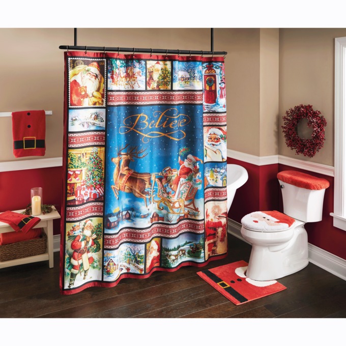 Holiday Shower Curtain, Christmas, large