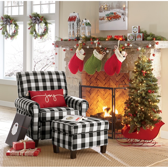 Buffalo Check Armchair and Ottoman, , large