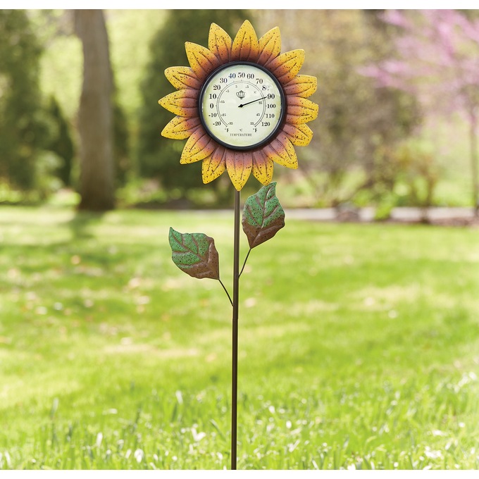 Sunflower Thermometer Garden Stake, , large