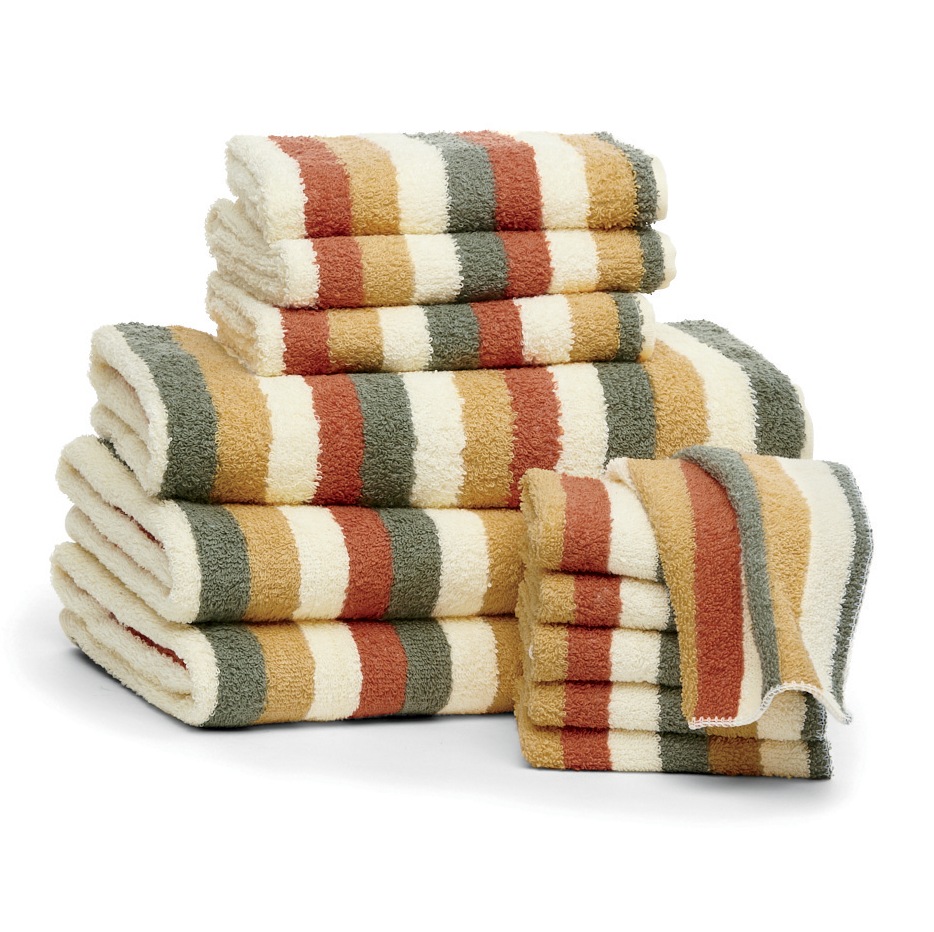 12-Piece Serene Cotton Terry Bath Towel Set, Spice Stripe, large