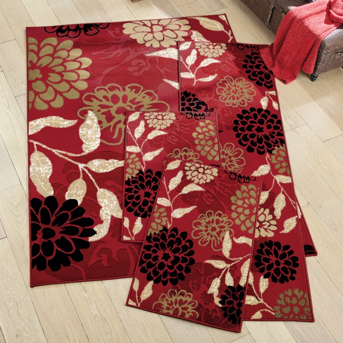 4-Piece Momento Rug Set, Red, large
