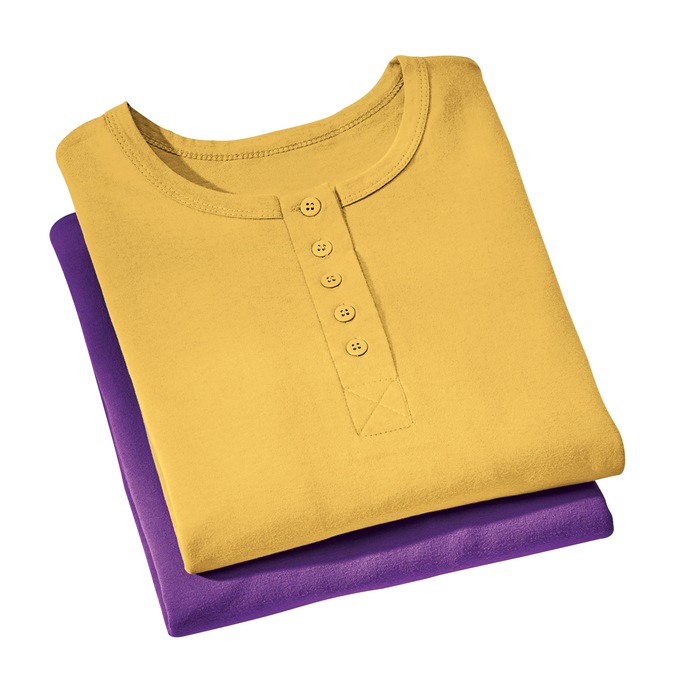 2-Pack Cotton Knit Henley Nightshirts for Women, , large