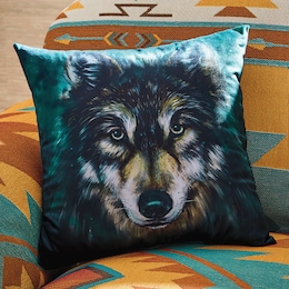 Velvet Print Wolf Accent Pillow, , large