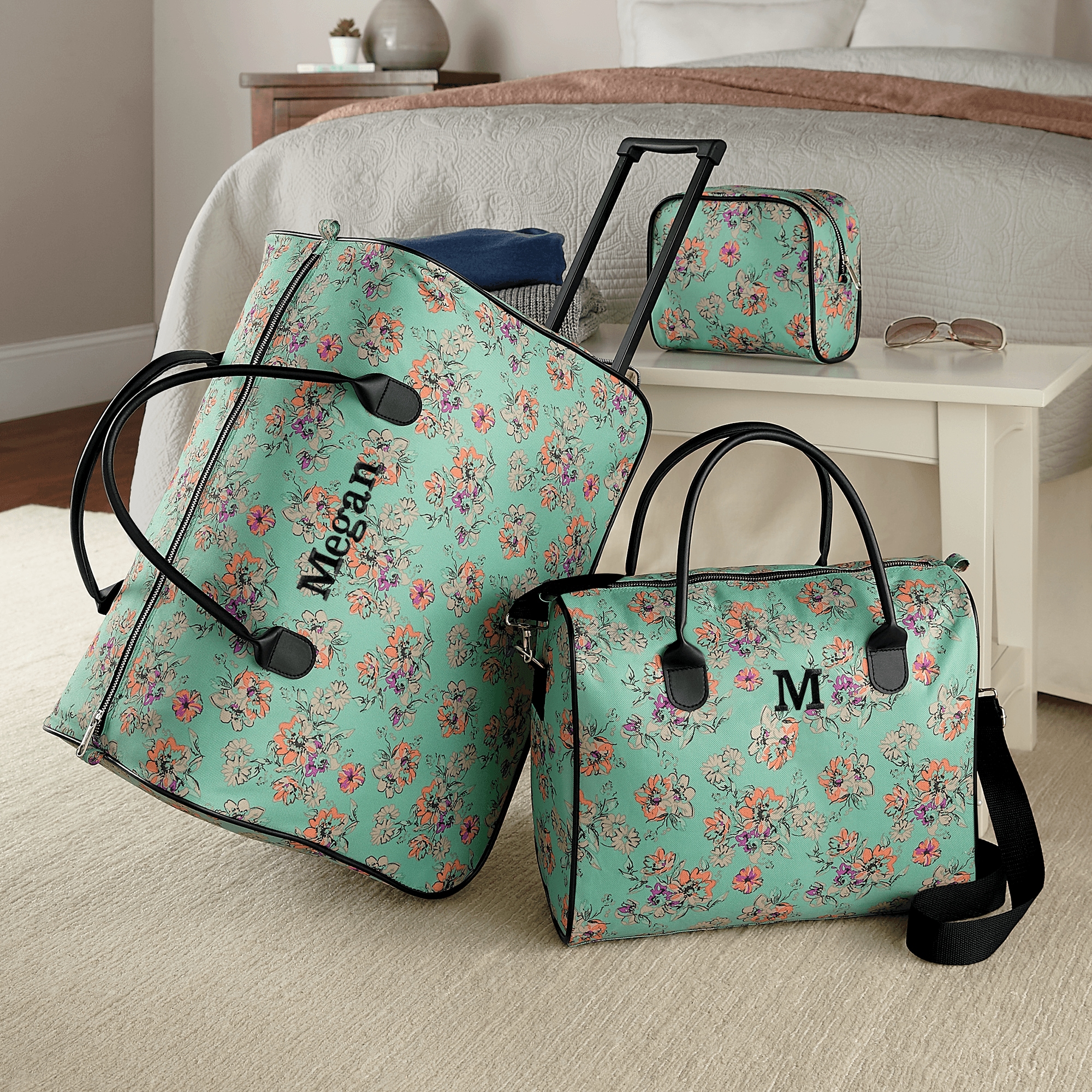 3-Piece Weekender Luggage Set, Floral, large
