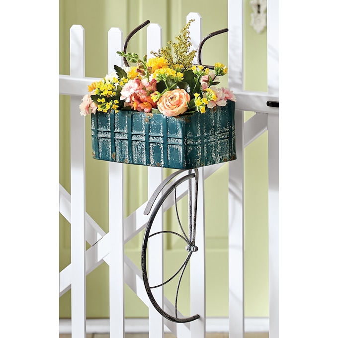 Bike Basket Wall Planter, Blue, large