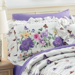 Butterfly Floral Ruffled Sham, , large