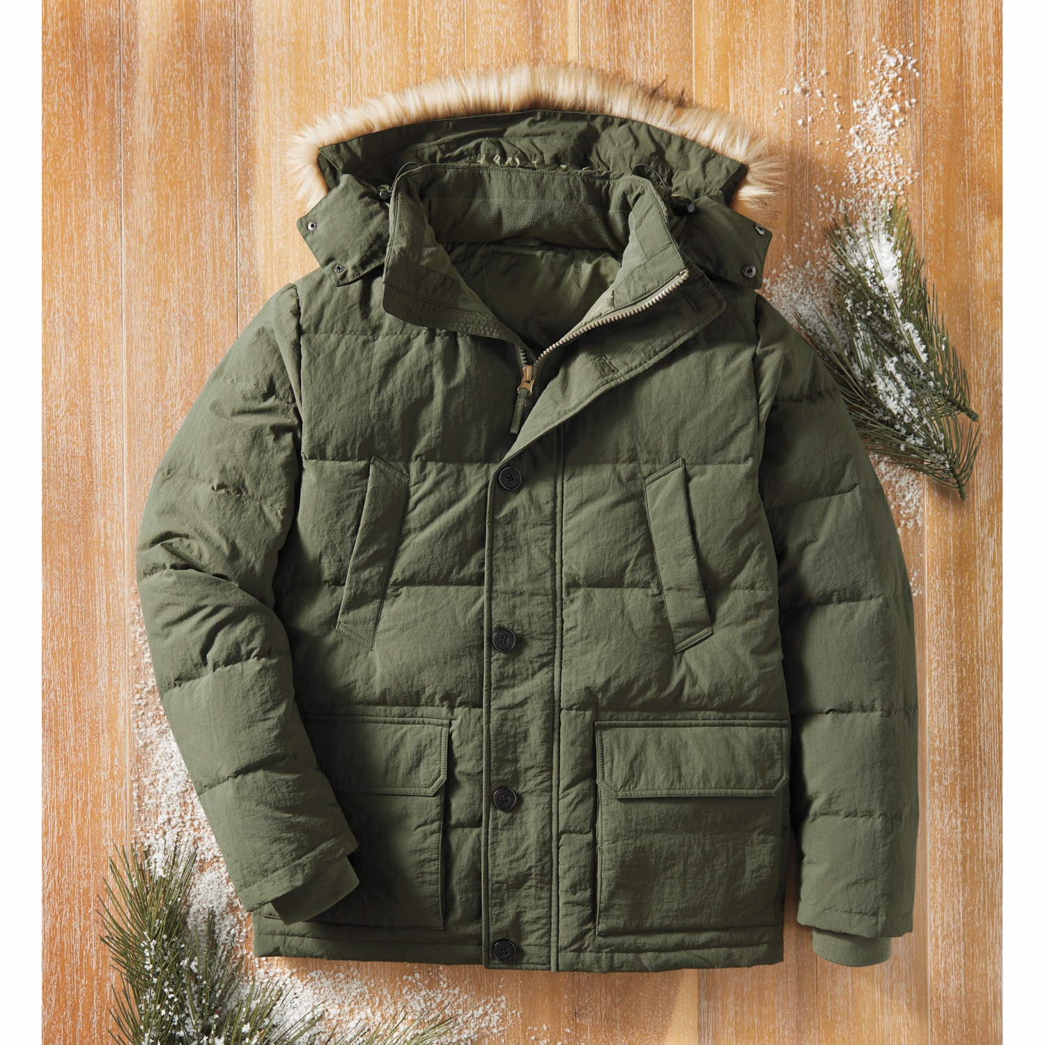 Hooded Down-Blend Jacket with Zip-Off Hood | Seventh Avenue