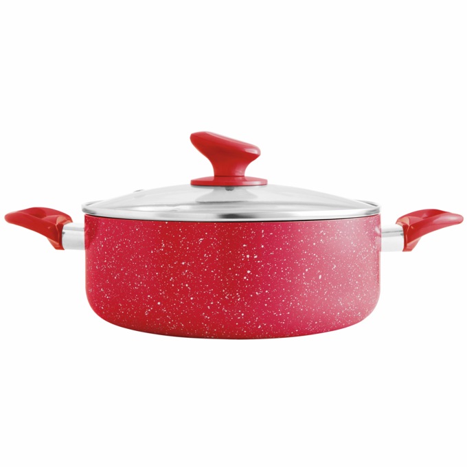 Chef Tested 11-Piece Granite Ceramic Nonstick Cookware Set, Red, large