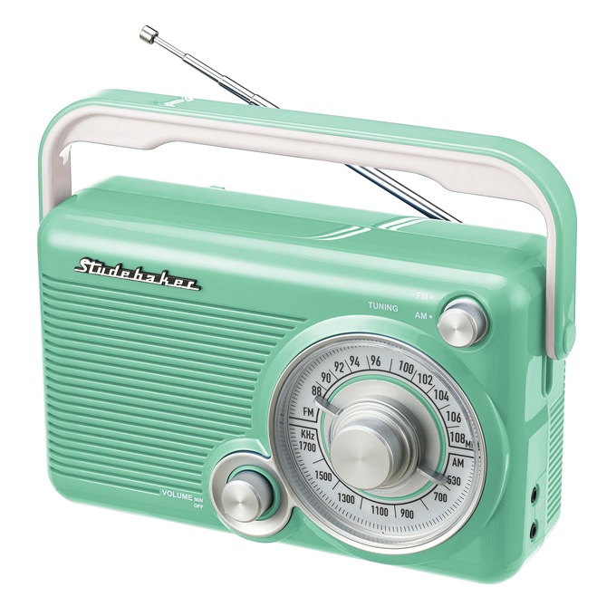Studebaker Portable AM/FM Radio, Teal, large